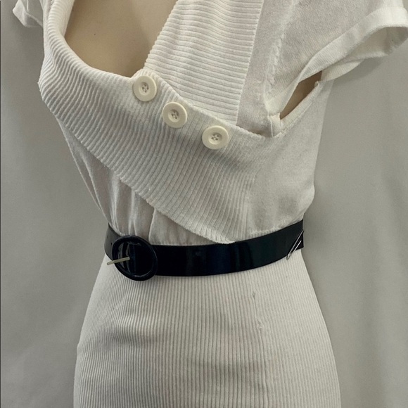 DOTS White Knit Asymmetrical Belted Sweater M - Picture 4 of 16